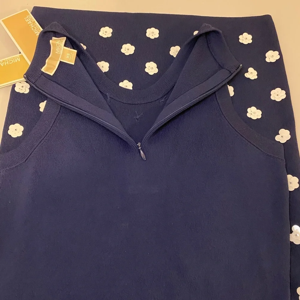 Michael Kors Blue and White Bodycon Dress Women Size XS